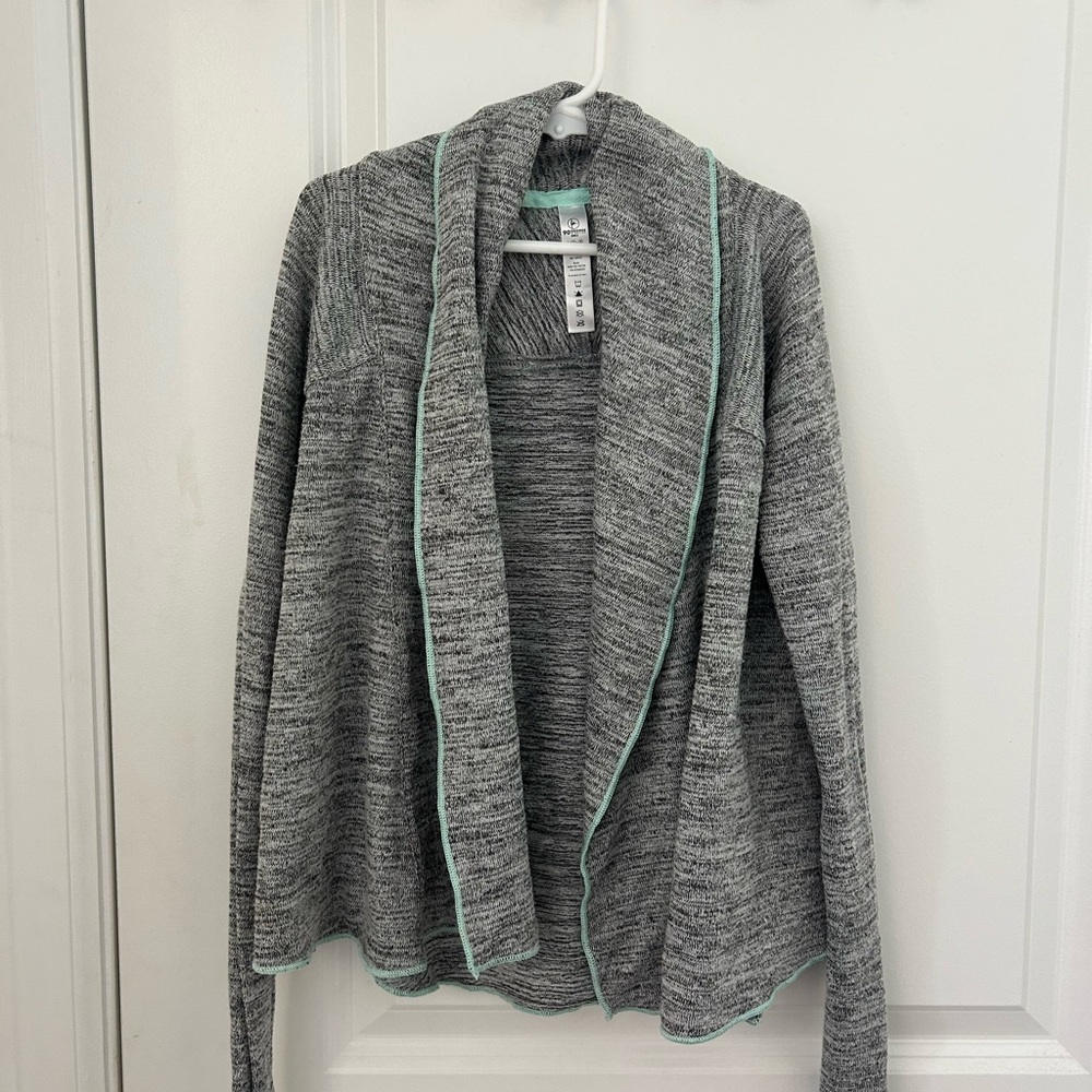 90 Degree By Reflex Gray Cardigan with Mint Trim for Kids